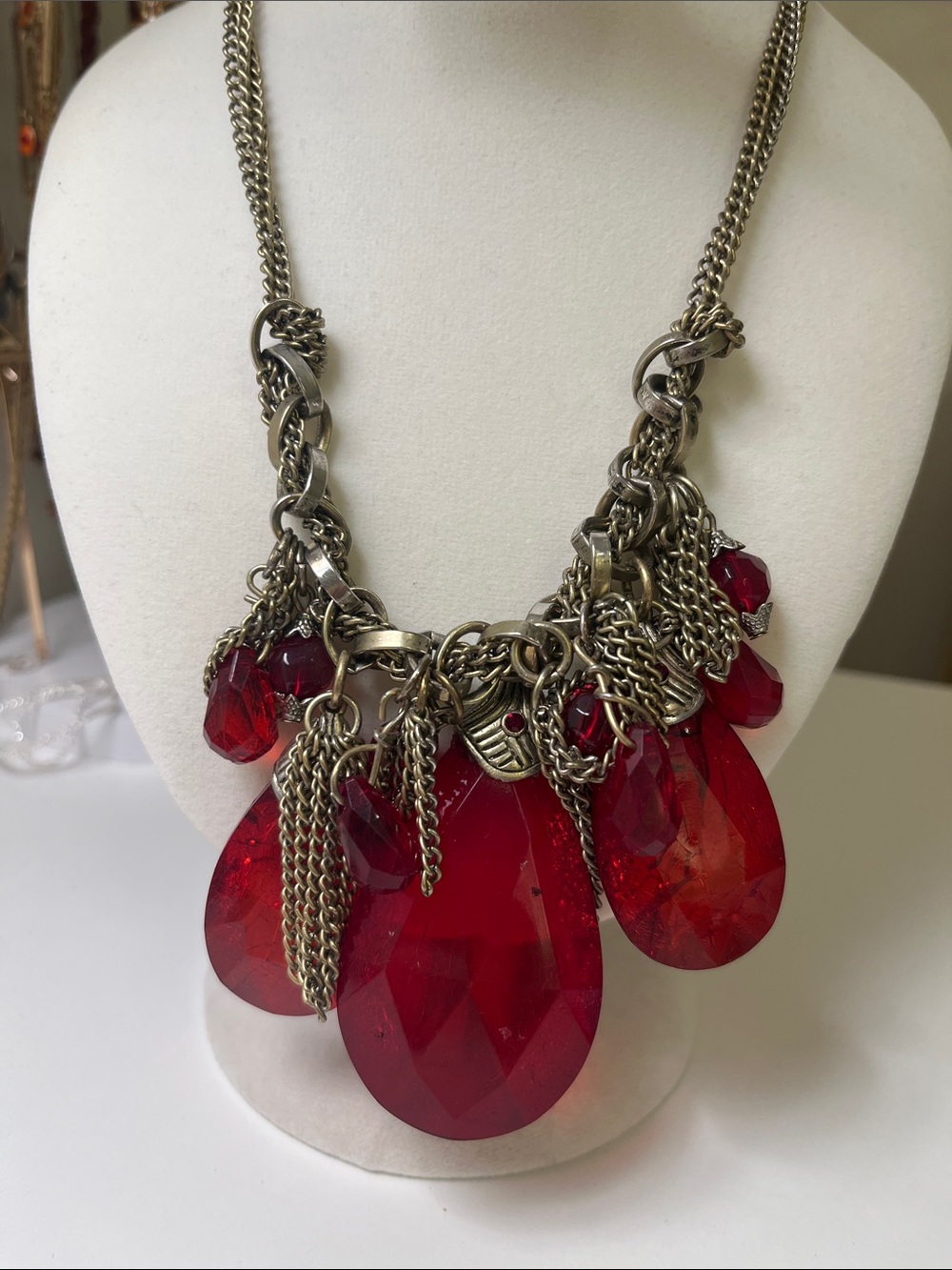 Statement Red Teardrop Necklace